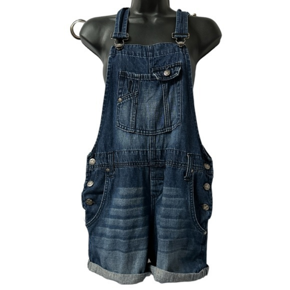 Grand‎ juniors shortalls rompers denim jean blue washed size medium (929)